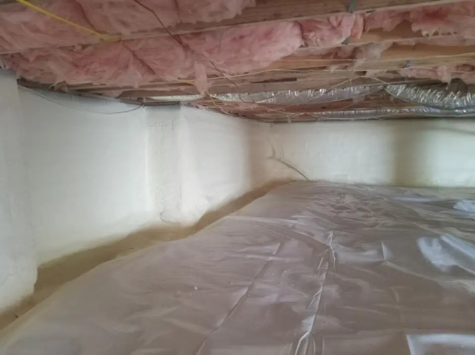 Crawl space encapsulation with closed-cell spray foam for Metal Roof Coating in Malden